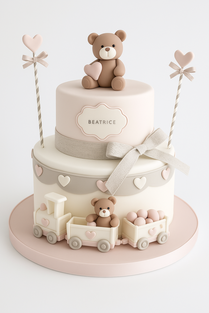 Teddy Train Baby Cake