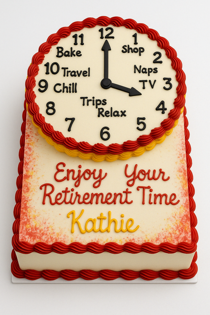 Retirement Clock Celebration Cream Cake