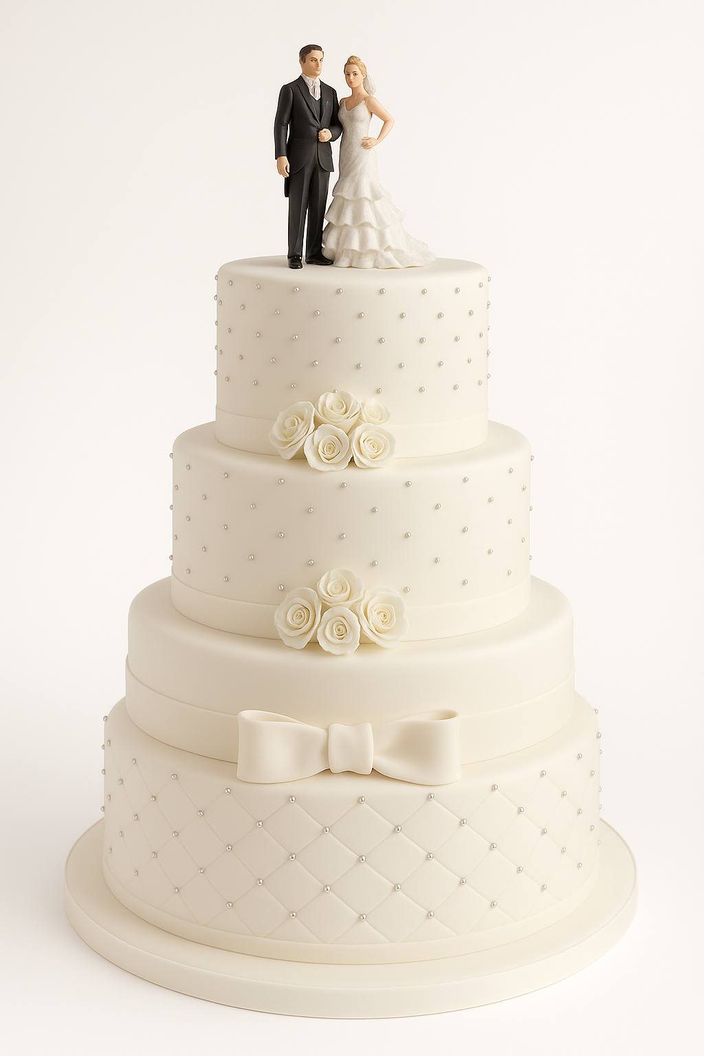 Elegant Pearl Wedding Fondant Cake