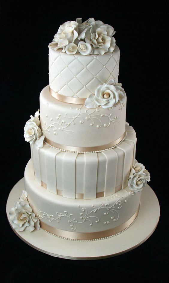 Pearl Elegance Floral Combination Cake