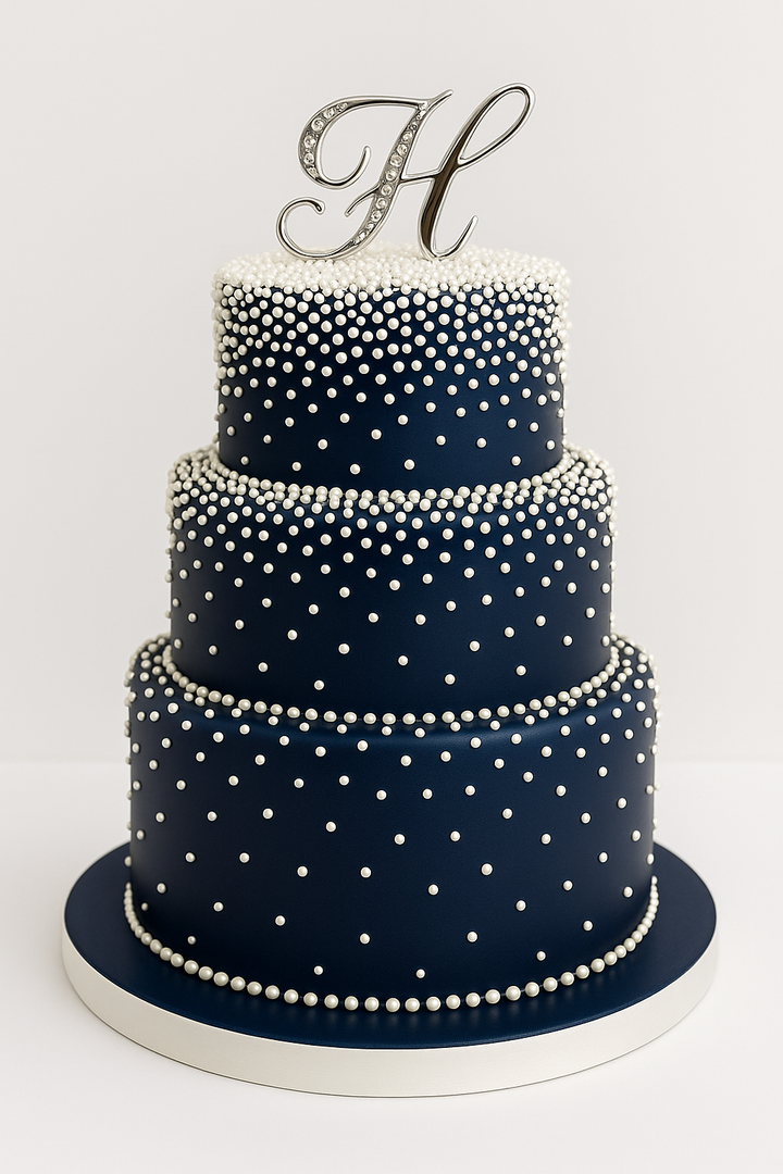Midnight Pearl Monogram Combination Cake