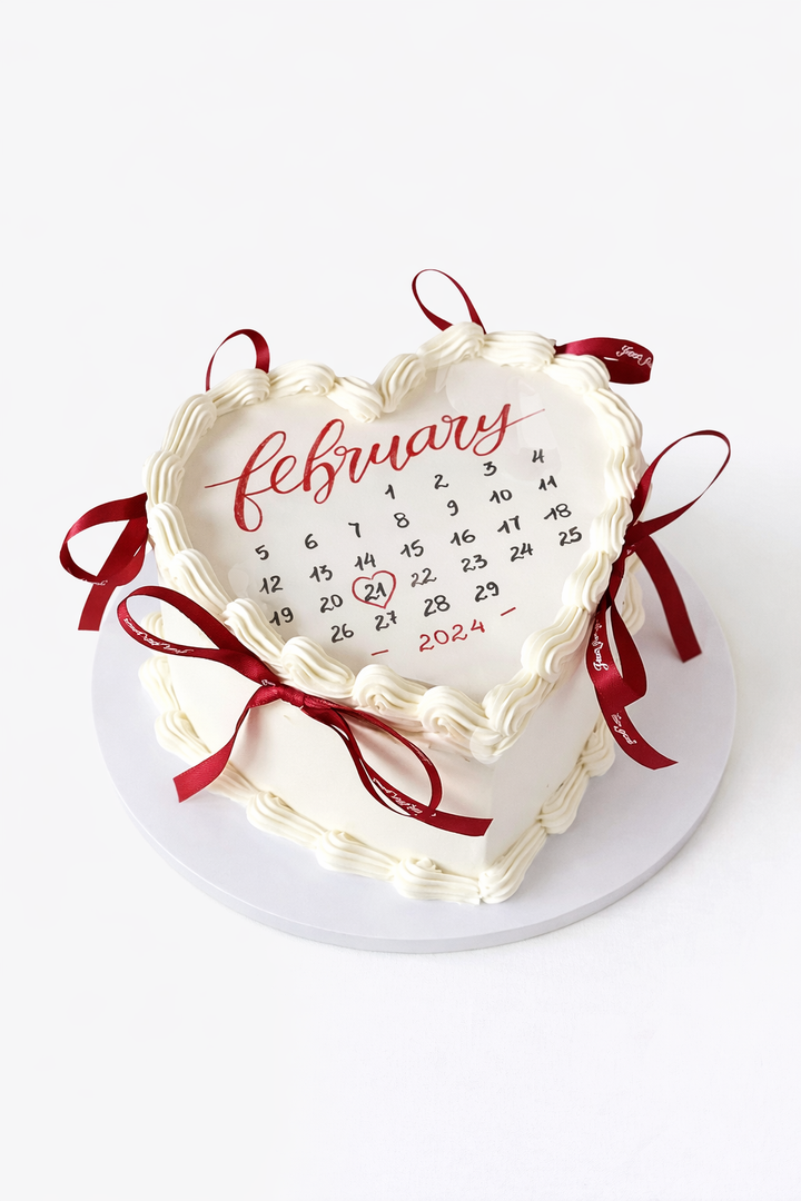 Calendar Theme Cream Anniversary Cake