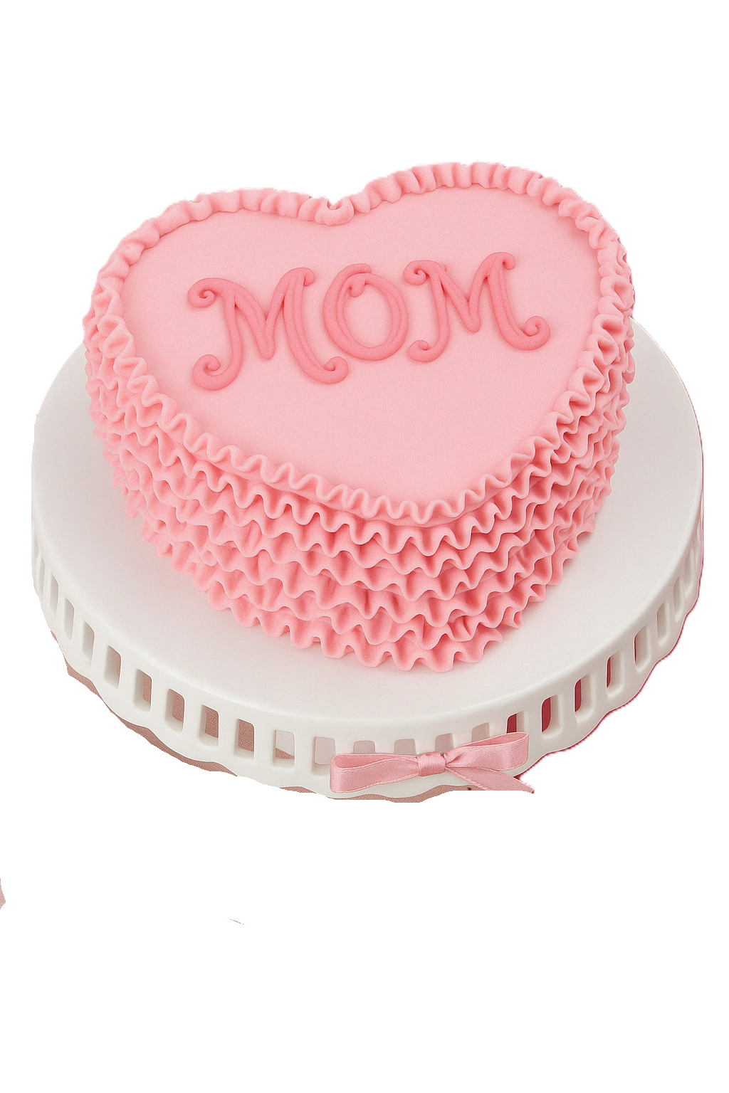 Heart-Shaped Ruffled "Mom" Cake