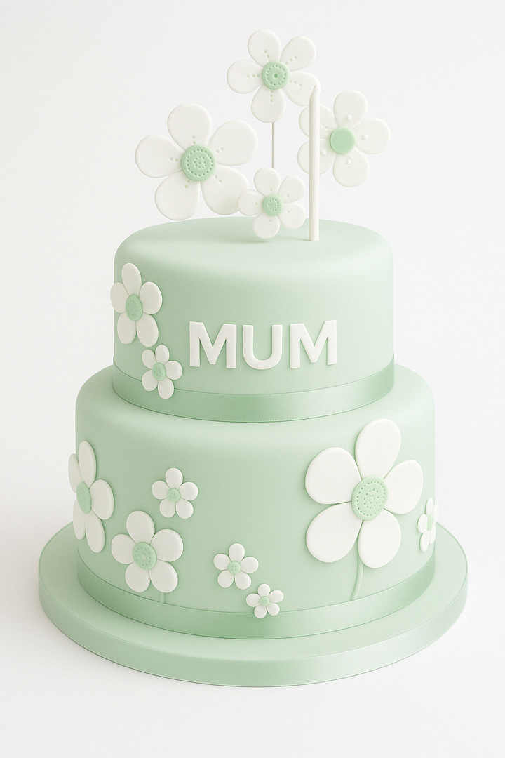 Mint Green Floral Mum Cake