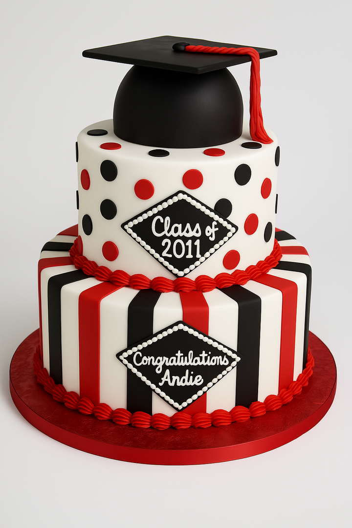 Striped & Dotted Graduation Cake